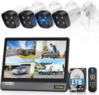 《4K Ultra HD & All-in-One Monitor》Wired Outdoor Security Camera System, POE Cameras for Home Security, NVR Video Surveillance Systems with Motion Detection
