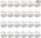 DLLT LED Recessed Ceiling Light: 24 Pack 3 Inch Slim Recessed Lighting for Kitchen - 5CCT Dimmable Canless Wafer Downlight for Living Room - 1200LM Brightness 12W LED Can Lights for Bedroom ETL FCC
