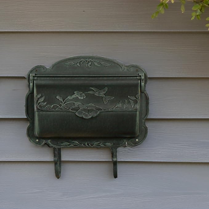 Special Lite Hummingbird Horizontal Wall Mount Mailbox - Verde Green Aluminum Mailbox for Wall Mount - SHB-1004-VG