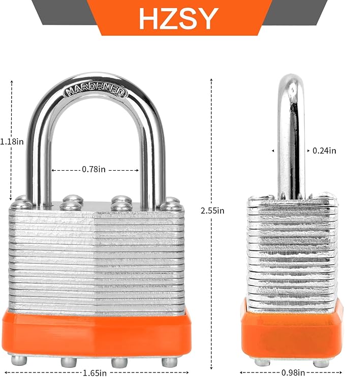 Padlocks Keyed Alike, Pack of 60, Laminated Steel Keyed Lock (1-9/16", 40mm), Padlocks with Same Key, Normal Shackle, for Toolbox, Locker & StorageUnit or More