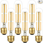 LiteHistory Dimmable E26 Edison Bulb 6W Equal 60 watt Light Bulb AC120V Warm White 2700K Edison Light Bulbs 60 Watt 600LM Tubular T10 led Bulb for Rustic Pendant,Chandeliers,Wall sconces,Vanity 6Pack