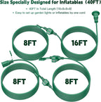 40FT Outdoor Extension Extension Cord for Halloween Christmas Inflatables with Multiple Outlets Green Electrical Cord with Multiple Plugs Outdoor Christmas Blow Up Decorations Light Extension Cords