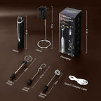 Milk Frother Handheld with Stand,Rechargeable Coffee Frother Wand with 3 Detachable Stainless Steel Whisk Heads, Hand Electric Mixer for Latte, Cappuccino,Matcha,Protein（Black）