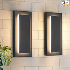 tewei 2 Pack Modern LED Outdoor Wall Lights, Black Exterior LED Wall Sconce Lighting Fixtures, Square Mini Indoor Wall Sconce, 360° Beam Angle, 3000K Warm White Outdoor Lights for House Porch