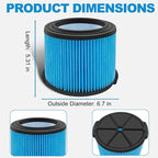 VF3500 Filter Replacement for Ridgid 4 Gallon Shop Vaccum, 26643 Fine Dust Filter for 3/4/4.5 Gallon Wet Dry Portable Vacuums, Replaces WD40700, WD30500-4 Pack