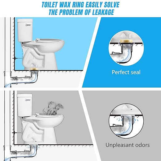 Toilet Wax Ring Replacement Kit, Wax Ring for Toilet Base with Brass Bolt for 3-Inch or 4-Inch Floor-Mounted Toilet Drain Pipe