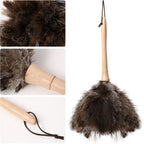 THARAHT 1PCS Ostrich Feather Duster Fluffy Natural with Wood Handle Reusable Washable for Cleaning Keyboard,Home,Car,Office Ostrich Feather Duster,16 Inch