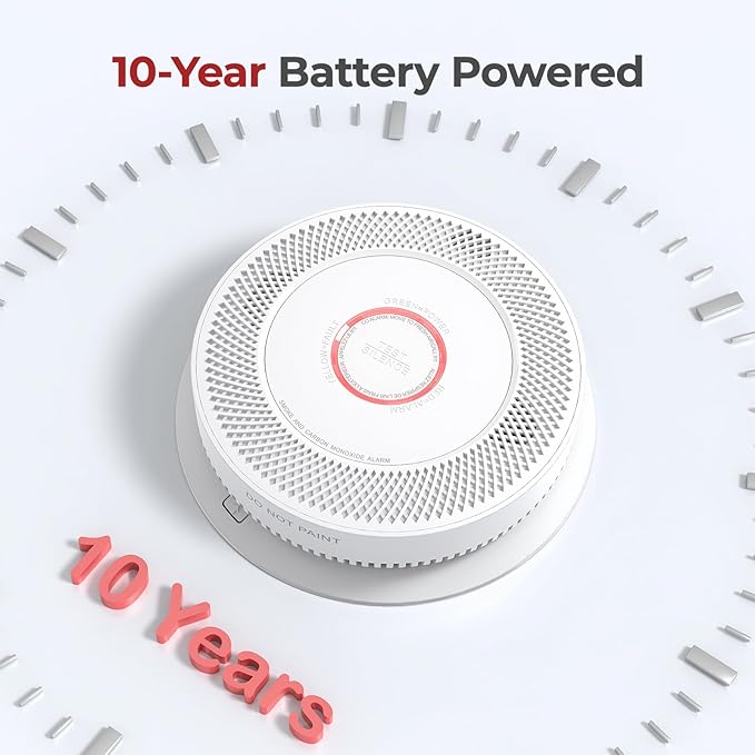 Smoke & Carbon Monoxide Detectors 10-Year Battery, Photoelectric Sensor & Test-Silence Button - UL217-9th Listed Fire Alarms for Home Safety (4 Pack)