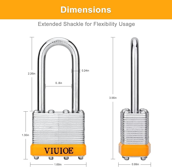 4Pcs Laminated Padlocks with Same Key for Door, Luggage, Gate, Storage, Fence, Cabinet, Garage, Shed, Latch - Weather Resistant