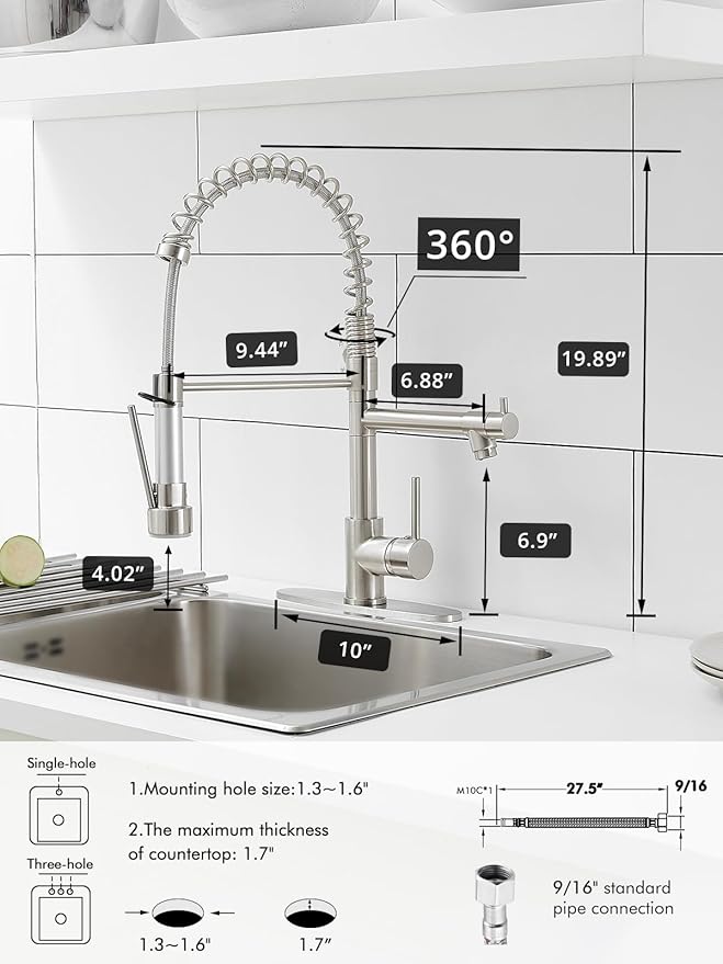 AIMADI Faucet for Kitchen Sink,Commercial Single Handle Single Hole Pull Down Kitchen Faucet with Deck Plate llaves para fregaderos de cocina