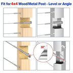 CKE 50 Pack 4"x4" Invisible Cable Railing Kits, T316 Stainless Steel 1/8" Invisible Receiver and Swage Stud End for Deck Cable Railing Hardware Threaded End Fitting for 2x2, 4x4 Wood/Metal Posts, CR31