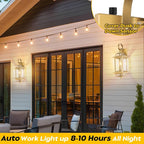 2-Pack Gold 18" Dusk to Dawn Outdoor Wall Lights, Large Golden Outside Modern Wall Light Fixtures, ETL Listed Outdoor Wall Sconces for Outside House Porch Patio