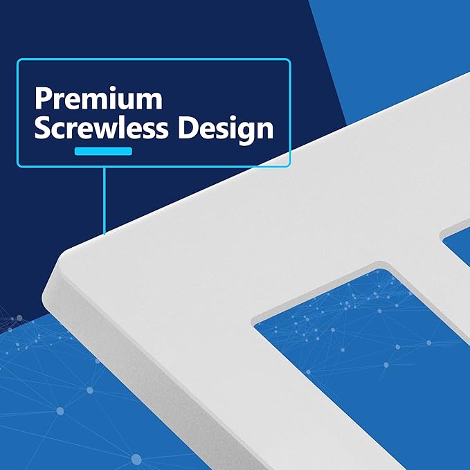 LIDER Matte Finish Double Decorator Switch Cover, Screwless Wall Plate, Mid-Size 2-Gang 4.88" x 4.92", Unbreakable Polycarbonate Thermoplastic, UL Listed, LSWP-32M-W5P, White, 5 Pack