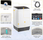 17.8LBS Portable Washing Machine, 2.3 Cu.ft Washer Dryer Combo w/Drum, 10 Programs 8 Water Level, Full-Automatic Compact Lavadora for Apartment Dorm Home, LED Display & 24-Hour Delay Cleaning