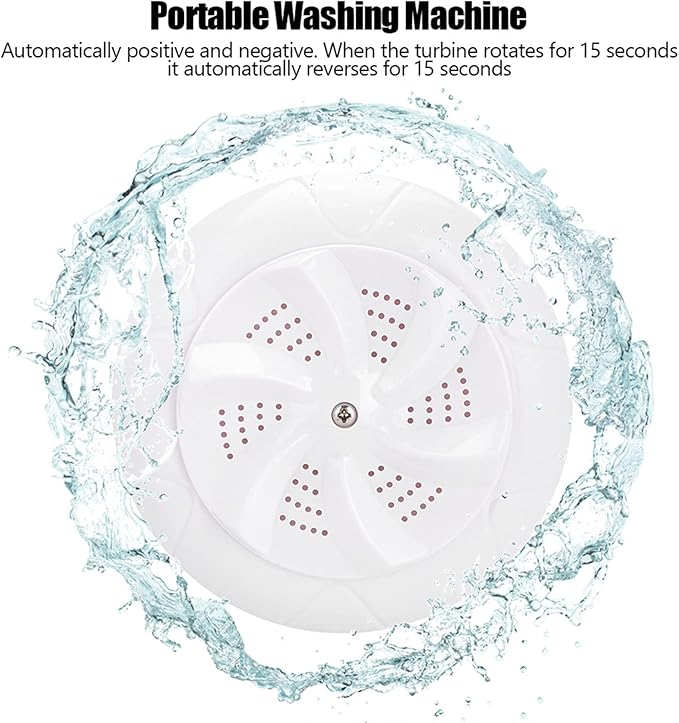 Mini Portable Household Washing Machine Ultrasound Turbo Washer Laundry for Travel (White)