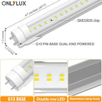 50 Pack T8 Bulbs 4 Foot 6500K Daylight, 5000Lumens, 36W, 4ft Led Bulbs Ballast Bypass Type B Dual-End Powered, 4ft Led Tubes Replacement F32T8 F32T12 Fluorescent Tube