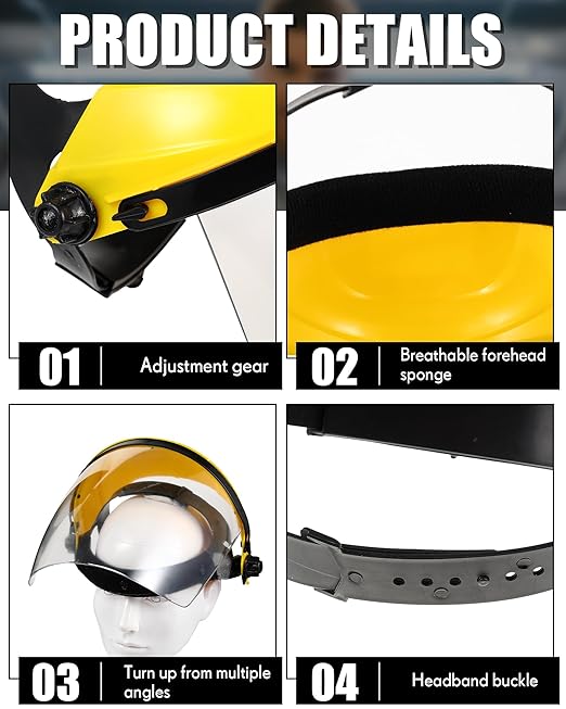 12 Pack Safety Face Shield for Grinding and Cutting, Full Impact Resistant Face Shield Mask for Work Chemical Woodworking (Yellow)