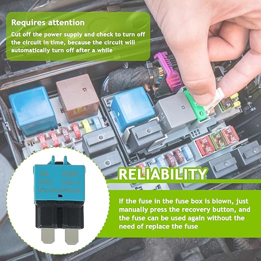 15A DC 12V-32V Manual Reset Circuit Breaker ATC/ATO Low Profile T3 Mini Blade Fuses Breakers for Car Trucks Marine Boat RV Solar and More,2 Pack