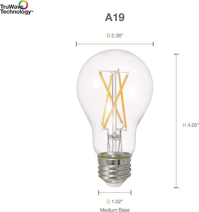 SYLVANIA LED TruWave Natural Series A19 Light Bulb, 40W Equivalent, Efficient 5.5W, Dimmable, 450 Lumens (40805), Soft White ( 6 Count )