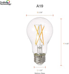 SYLVANIA LED TruWave Natural Series A19 Light Bulb, 75W Equivalent, Efficient 11W, 1100 Lumens, Dimmable, Clear, 2700K, Soft White - (Pack of 6) (40807)