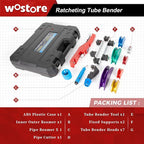 Wostore Tube Bender Kit Includes 1/4-7/8 Sizes Refrigeration Ratcheting Tubing benders Hand Tool Color Aluminium Alloy Replacement Head