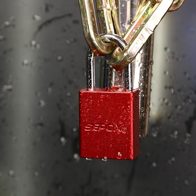 SEPOX® 12 Pcs Ultra-Durable Anti-Rust Outdoor Padlocks - Red Aluminum, 38mm (1-1/2") with Long Shackle & 24 Same Keys, Ideal for Gate, Storage, Locker, Fence & Lock-Out, High Security