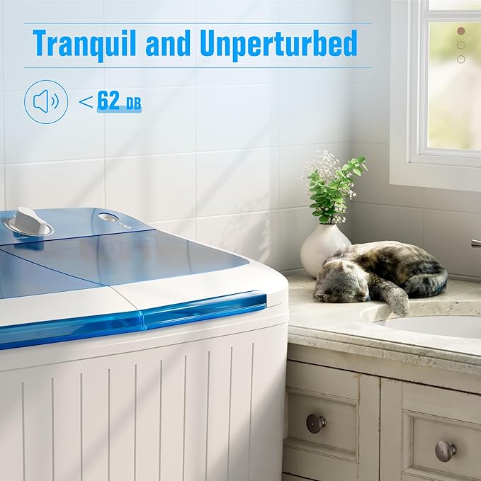 Superday Portable Washing Machine, 17.6lbs Mini Compact Twin Tub Washing Machine Laundry Compact Washer spinner Combo, Portable Washer Dryer Combo for Home/Apartment/Dorms/RV(Blue)