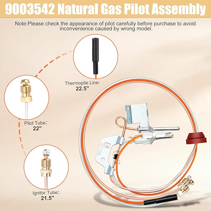 9003542 Natural Gas Pilot Assembly for Reliance, A.O.Smith, Kenmore, State GS and GSX Water Heater, 9003542 Pilot Assembly Replacement for 100109295 18324-190 9003542005
