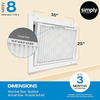 Simply 16x25x4 Air Filter MERV 8, MPR 600, 1 Pack, For Home AC Furnace & HVAC (Actual Size: 15.75"x24.75"x3.75") DUST Pet & Allergy Control