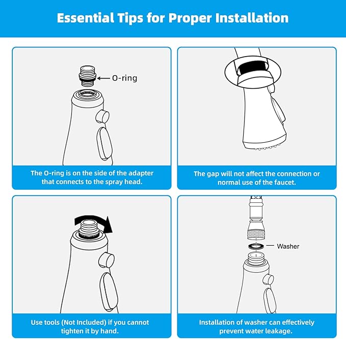 Hibbent Pull Down Kitchen Faucet Head Replacement, NSF/ANSI/CAN 61 & CUPC Certified 3-Function Sink Spray Nozzle with 15 Adapters Compatible with Moen, Delta, Kohler Faucets, Chrome