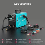 bestarc 165Amp MIG Welder, 110V 220V Flux Core MIG/Lift TIG/Stick 4 in 1 Welder Machine, Large LED Display Welding Machine, IGBT Inverter bestarc Welder MIG165 Soild Gasless Synergy MIG Welder