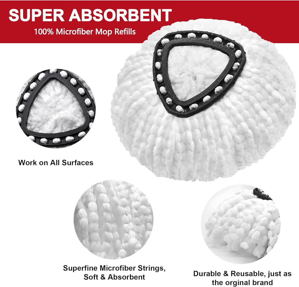 1 Pack Mop Heads Replacement for O-Ceda Easy Wrin Spin Mop, Microfiber Spin Mop Refills, Easy Cleaning Mop Head Replacement (1pc 1-Tank Mop White)