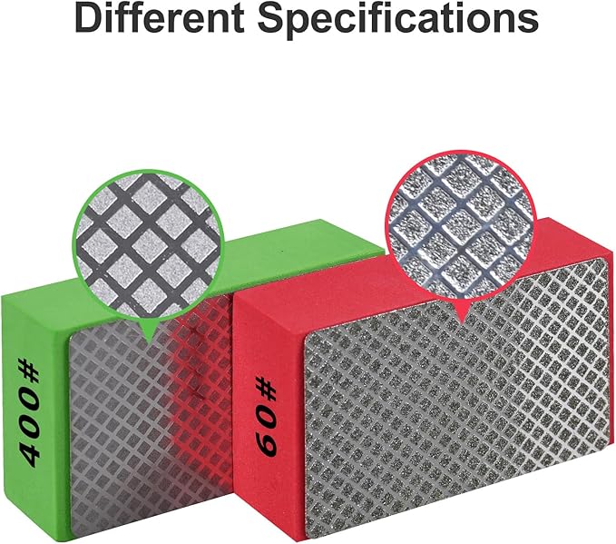 2pcs Diamond Hand Polishing Pads for Ceramic Tile Glass Grinding,Sanding Blocks Polishing 60#,400#