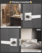 1 Pack Square Rose Privacy Door Lever,Satin Nickel Finished,Interior Door Lock for Bed/Bath
