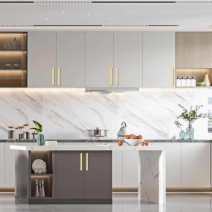 Asidrama 10 Pack 7 Inch(177mm) Brushed Gold Kitchen Cabinet Handles, Cabinet Pulls Kitchen Cabinet Hardware for Cupboard Drawer Pulls