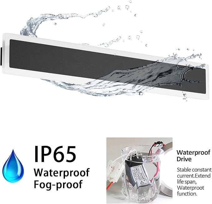 Aipsun 2 Pack Outdoor LED Wall Light,23.6 inch LED Modern Porch & Patio Wall Sconce Black Exterior Lights Wall Light for Entrance, Hallway, Garage, Porch(Warm Light 3000K)