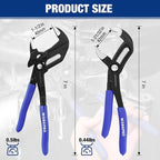 WORKPRO 2-Piece 7-Inch Pliers Wrench & Groove Joint Pliers Set, Quick Adjustment, CR-V Steel, Smooth Jaw & V-Jaw, Upgraded Wide Opening, Soft Grip - for Plumbing, Pipe Fittings, Household Repairs