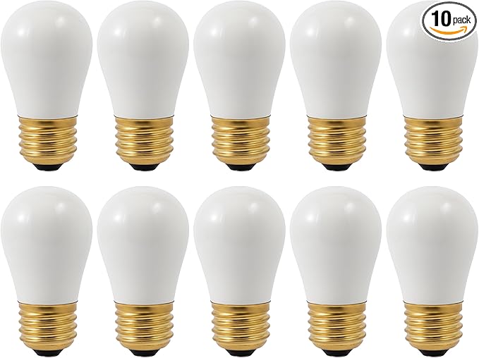 OHLECTRIC Ceramic White Night Light Bulbs (10-Pack) 11W 14 Sign Bulb, Decorative Light Bulbs, E26 Medium Base, Colorful Bulbs, Dimmable, Sign Replacement Lamp for Indoor & Outdoor Use. Avg Hours 5000