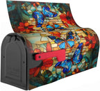 Giwawa Stained Glass Butterfly Mailbox Cover Fall Mailbox Covers Magnetic Large Autumn Mail Box Covers Oversized 25.5 x 21 Thanksgiving Decorations Outdoor Welcome Mailbox Wrap