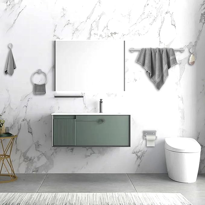 5-Piece Brushed Nickel Towel Bar Set Bathroom Hardware Set Includes Multi-Purpose Toilet Paper Holder 23.6in Towel Bar Towel Ring Towel Hooks Stainless Steel Wall-Mounted Bathroom Accessories