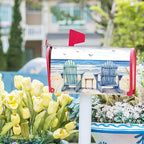 Summer Beach Life Nautical Coastal Theme Mailbox Covers - Magnetic, Standard Size 25.5x21 Inch, Blue Ocean Seagull Waterproof Wraps for Post Letter Boxes, Garden Yard Outdoor Decor