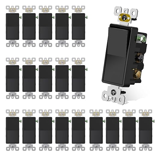 AIDA 50 Pack 4 Way Switch Decorative Light Switch, 15Amp, 120/277 Volt, 4 Way Decorative Light Rocker Switch Replacement, Self-Grounding, Residential and Commercial Grade, UL Listed