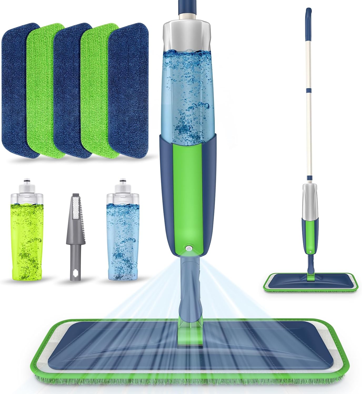 Spray Wet Mops for Hardwood Floor Cleaning: MEXERRIS Flat Mop with 5 Washable Pads for Swiffer Powermop - Floor Mop Dust Dry Mops with 2 Bottles for Laminate Vinyl Tiles Wood