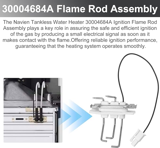 30004684A Flame Rod Assembly with Gasket,Boiler Replacement Parts for Navien Tankless Water Heater CC CH CR NP NR NCB NPE Series