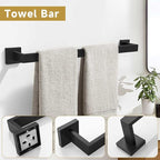 10 Pieces Bathroom Hardware Accessories Set Black Towel Bar Set Towel Holder Racks Set for Bathroom,SUS304 Stainless Steel,Wall Mounted 23.6-Inch