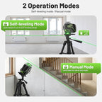 Huepar 16 Lines Self Leveling Laser Level 4x360° Cross Line Laser with Receiver -LCD Screen, 4D Bluetooth Green Beam Tiling Floor Laser Tool, 360° Horizontal/Vertical Laser Kit -Remote Control S04-5RG
