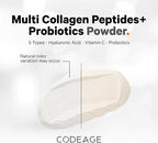 Codeage Multi Collagen Peptides Powder + Probiotics Black Edition, Vitamin C, Hyaluronic Acid Powder Supplement, Grass-Fed, Hydrolyzed, Zero Carbs, Type I, II, III, V & X, Unflavored, 10.58oz