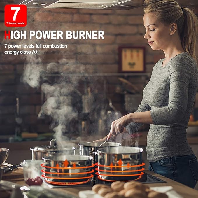 GASLAND Chef 30 Inch Electric Cooktop 4 Burners, Electric Ceramic Cooktop CH77BS, 7 Power Levels, Built-in Radiant Electric Stovetop, Mechanical Knob Control, Hot Surface Indicator, Hardwired, 240V