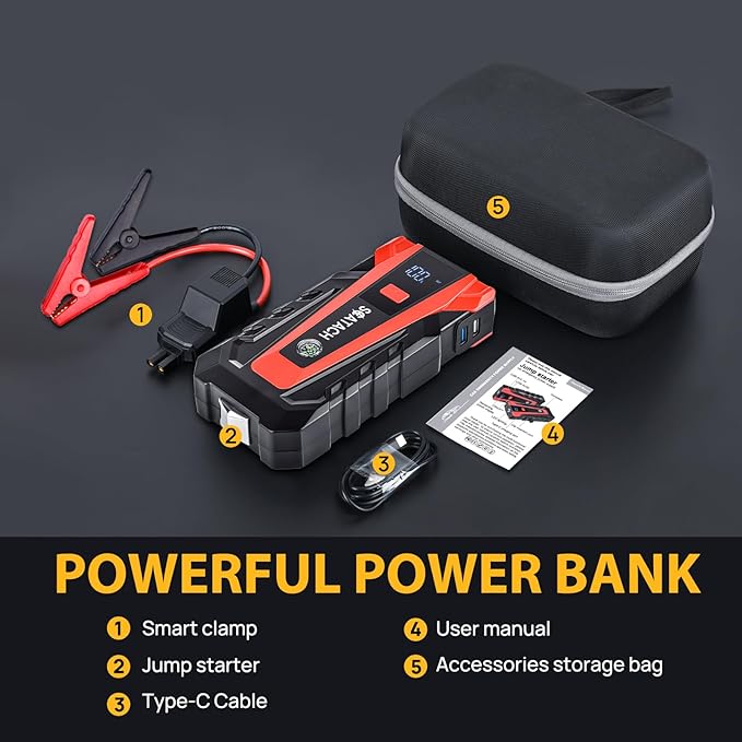 Scatach 011 Car Battery Jump Starter,4000A 12V Jump Starter Battery Pack (up to 10.0L Gasoline and 8.0L Diesel Engine), Portable Jump Box with 3 Modes Flashlight and Jumper Cable Black