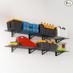 1x6 ft Garage Shelving, 2-Pack Wall-Mounted Shelves for Garage, Kitchen, Pantry Storage, 600 lbs Total Load Capacity Shelving, Black